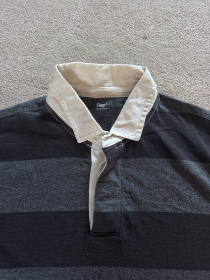 Large Gap Black and Grey Rugby Style Polo Shirt