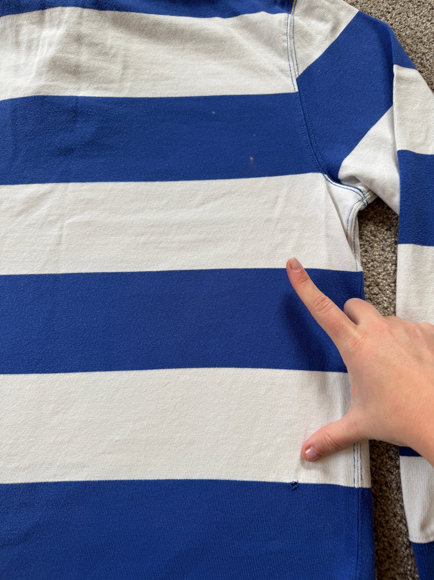 Large Ralph Lauren Blue and White Rugby Shirt