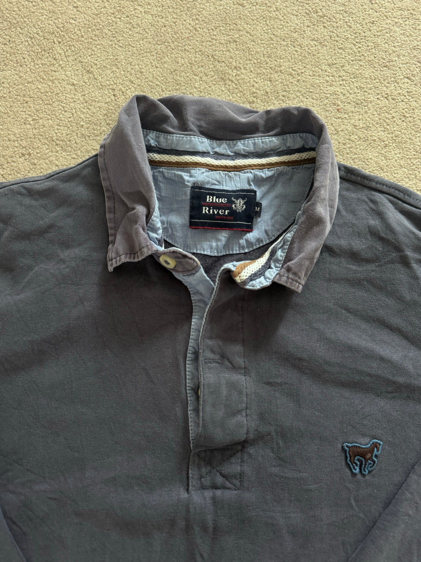 Medium Blue River Washed Blue Rugby Shirt