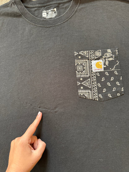 XXL Loose Fit Carhartt Black Bandana Style Pocket T-Shirt