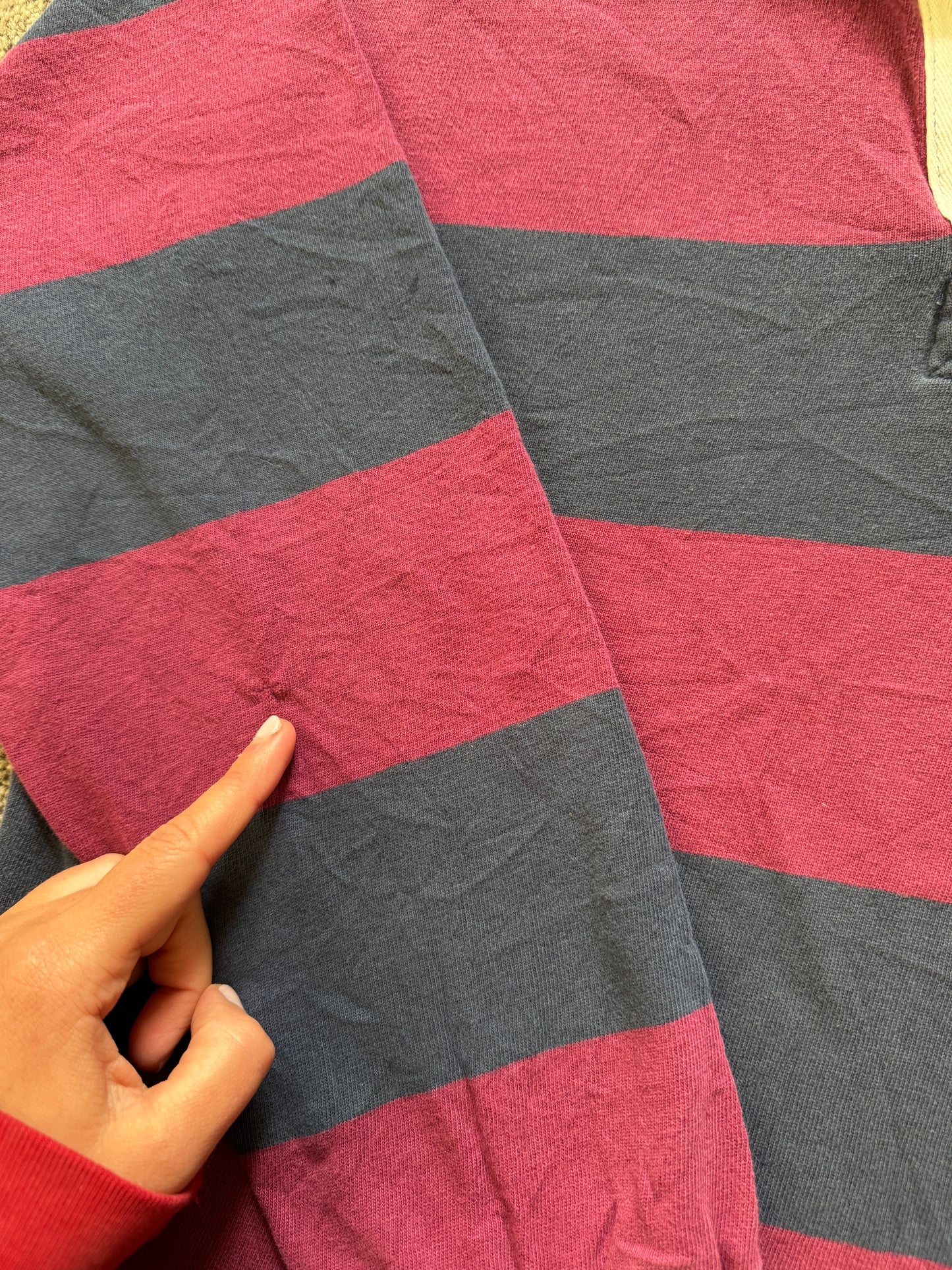 Large Nuttalls Navy and Burgundy Rugby Shirt