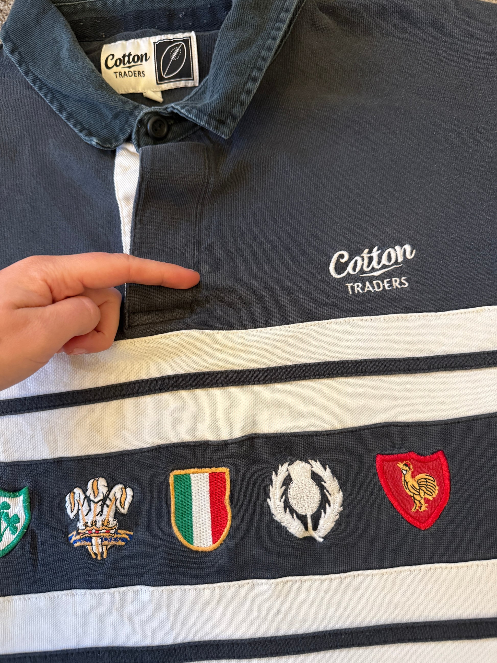 4XL Cotton Traders Six Nations Navy Rugby Shirt