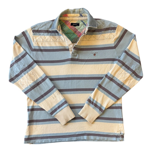 Large Gant Blue Striped Rugby Shirt - Marked