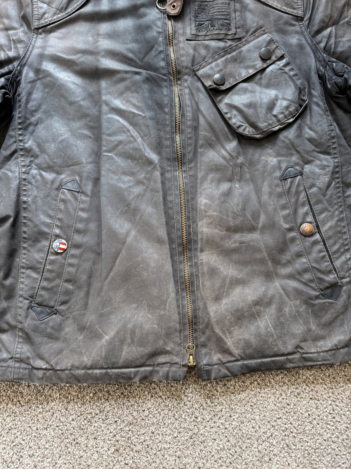 Woman's Extra large Barbour x Steve McQueen Bonner Biker Wax Jacket in a Browny Colour