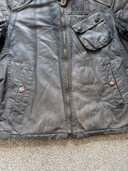Woman's Extra large Barbour x Steve McQueen Bonner Biker Wax Jacket in a Browny Colour