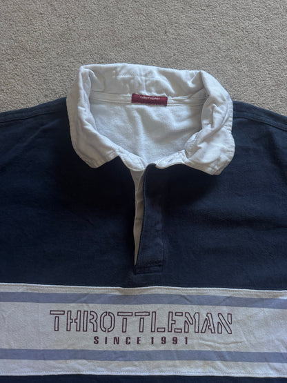 Medium Throttleman Navy Rugby Style Polo Shirt