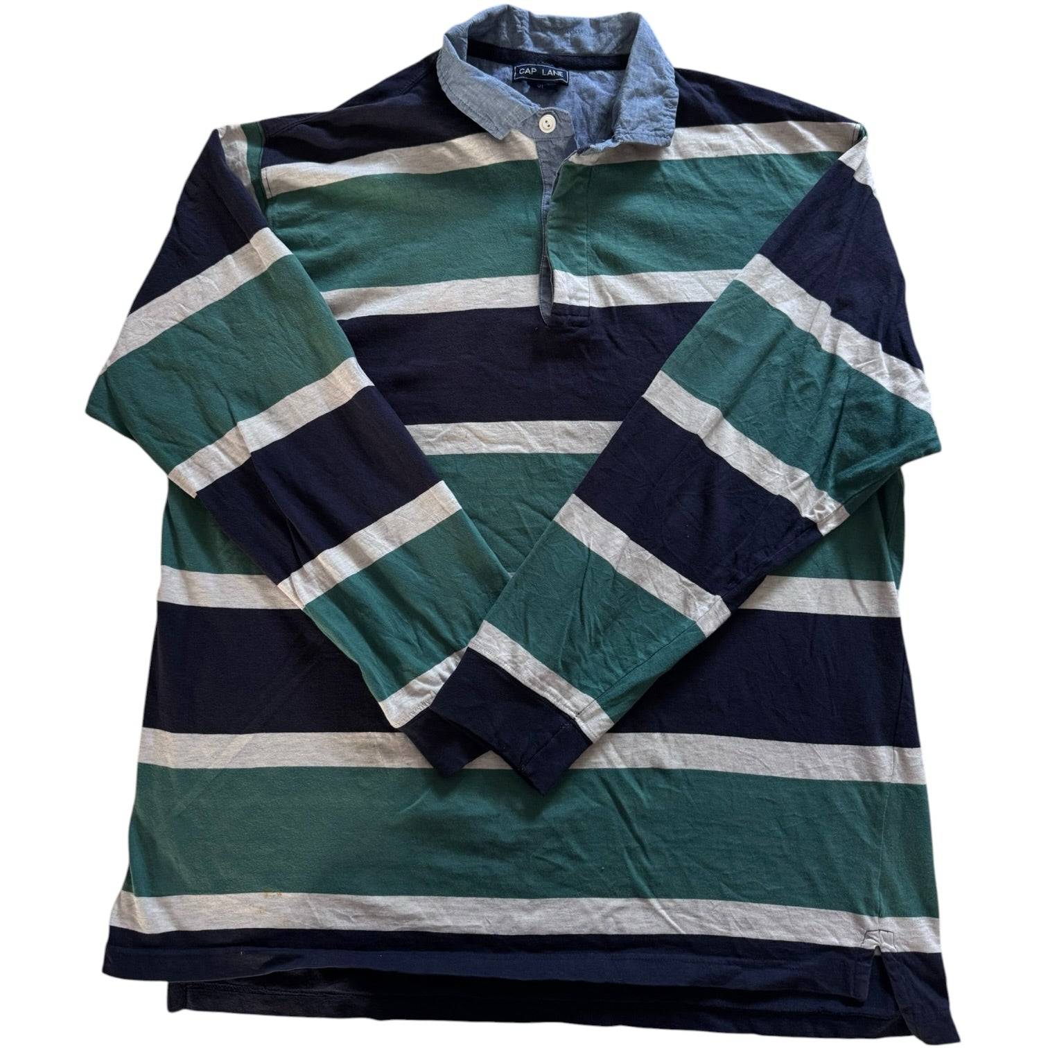 Extra large Cap Lane Green, Navy and White Rugby Shirt