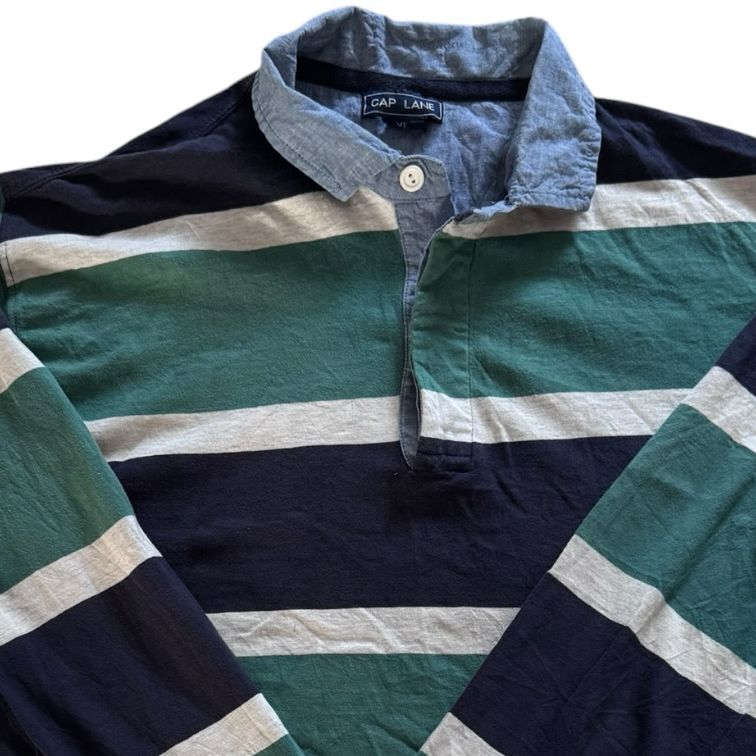 Extra large Cap Lane Green, Navy and White Rugby Shirt