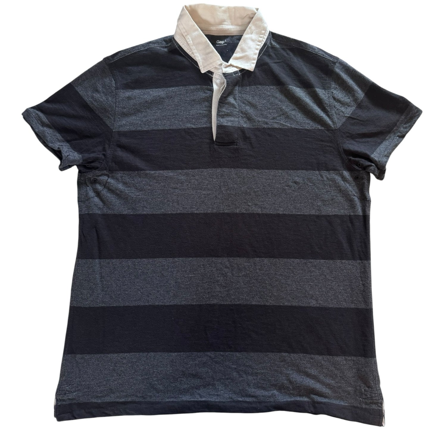 Large Gap Black and Grey Rugby Style Polo Shirt