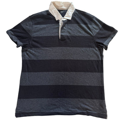 Large Gap Black and Grey Rugby Style Polo Shirt