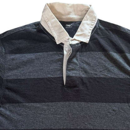 Large Gap Black and Grey Rugby Style Polo Shirt