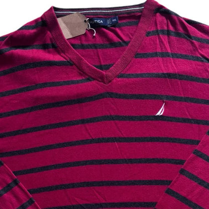 XXL Nautica Red and Grey V-Neck Sweatshirt