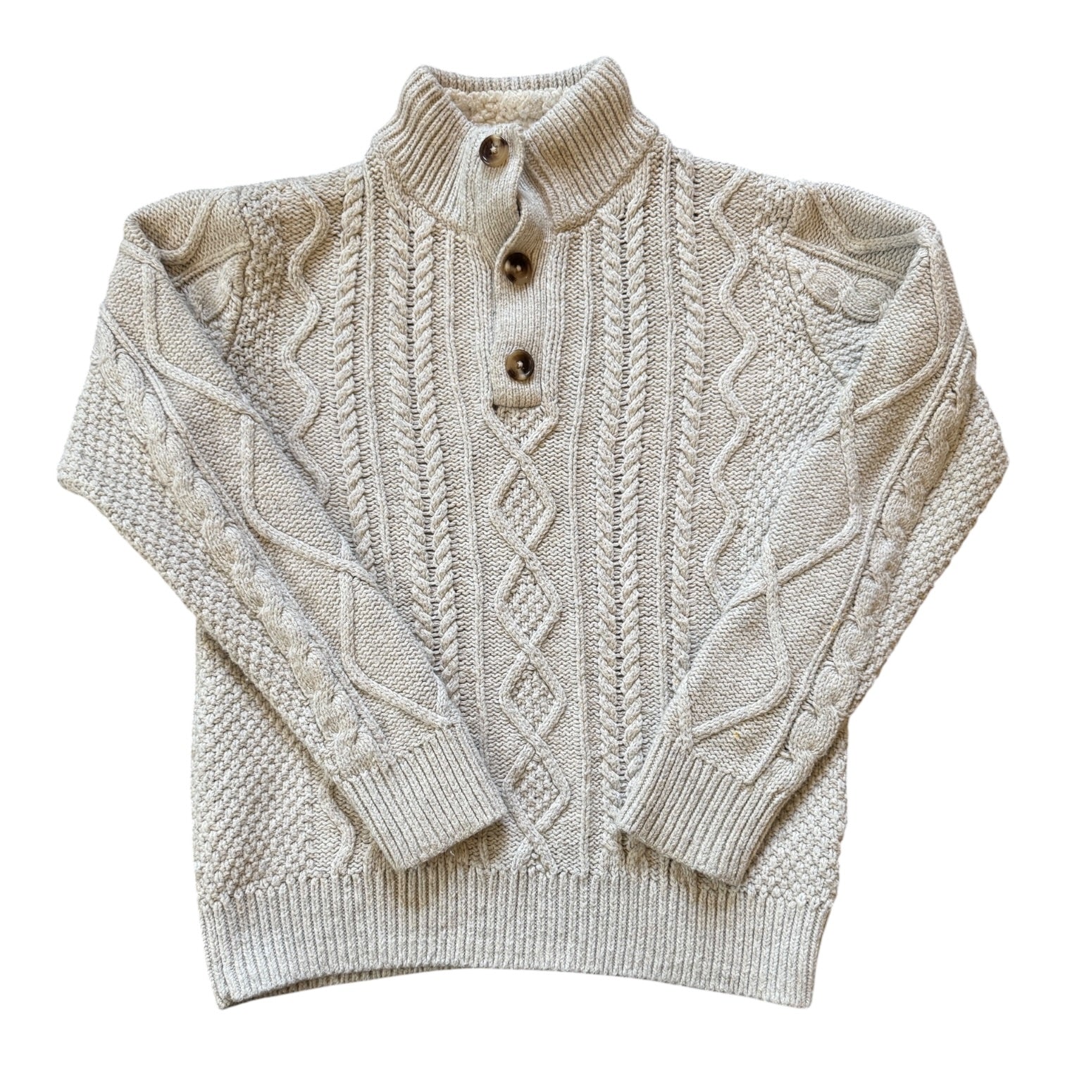 Kids Large Gap Cream 1/4 Button Jumper