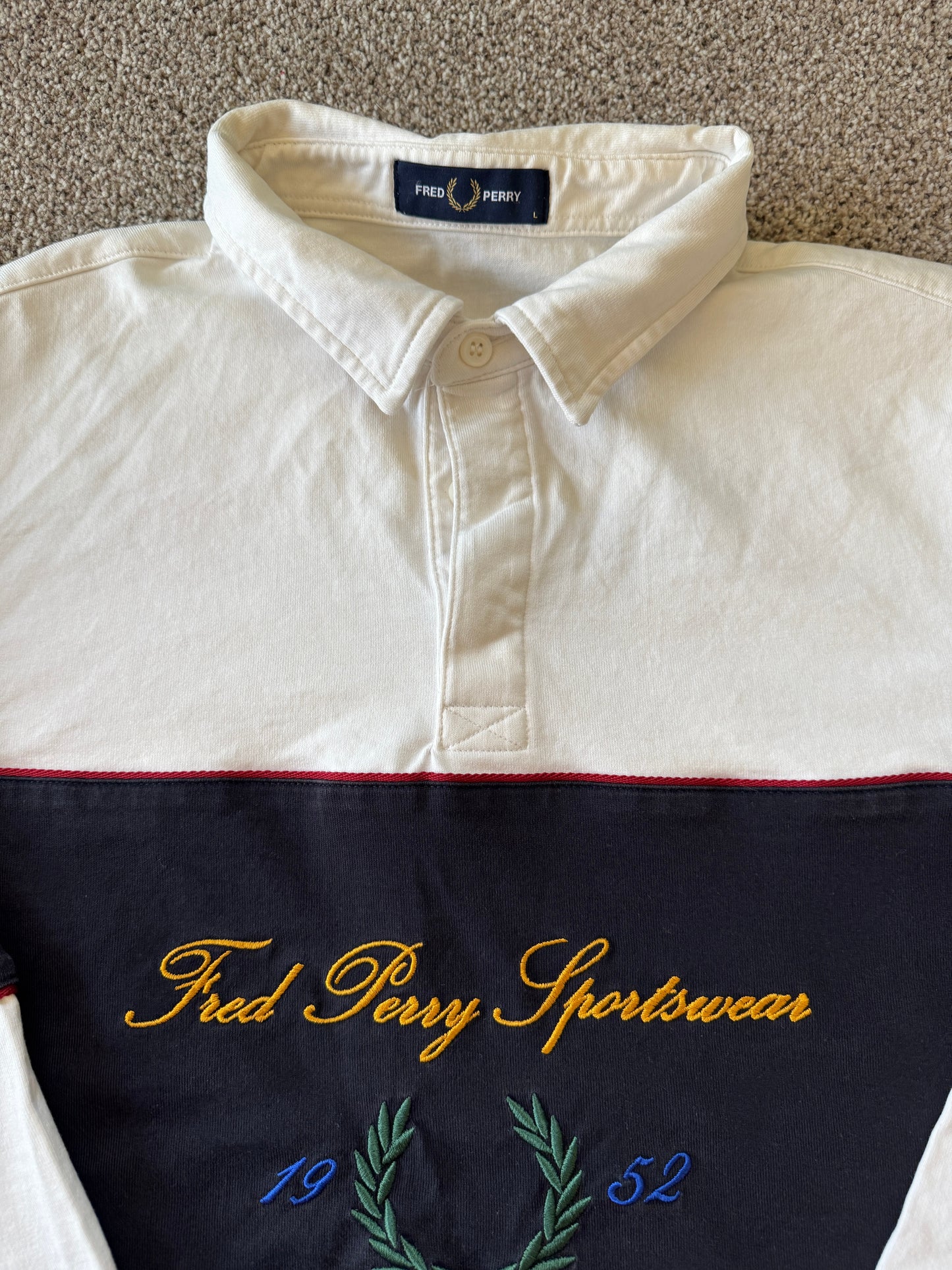Large Fred Perry White Rugby Shirt