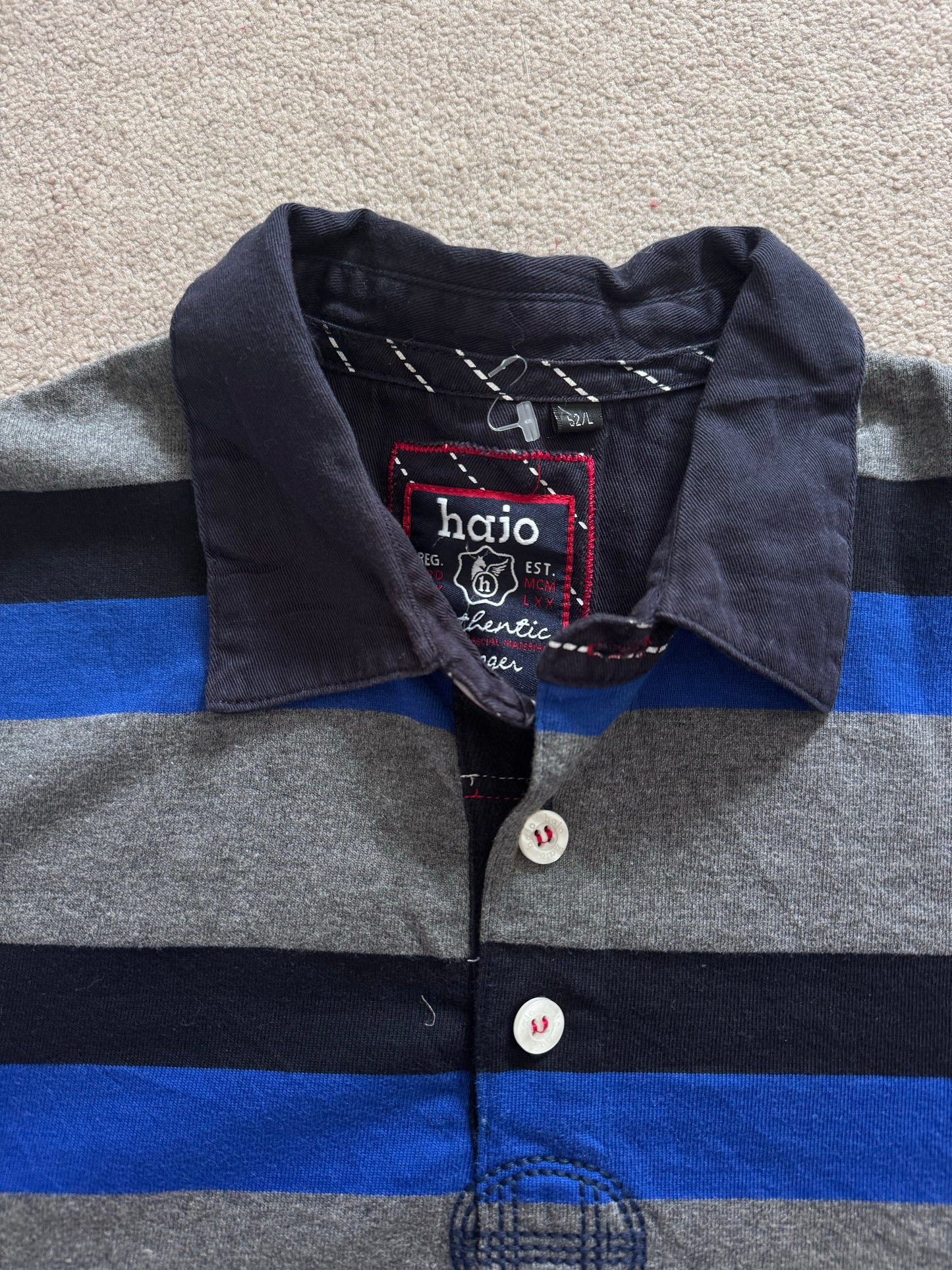 Large Hajo Blue, Grey and Black Rugby Shirt
