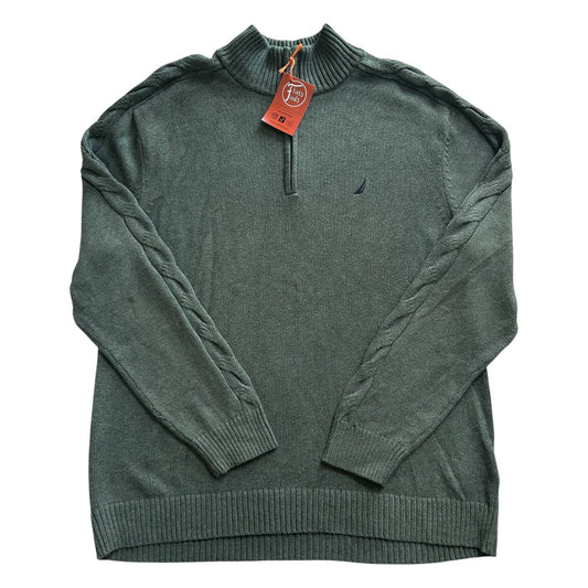 Extra large Nautica Green Cable Knit Sleeve 1/4 Zip