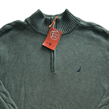 Extra large Nautica Green Cable Knit Sleeve 1/4 Zip