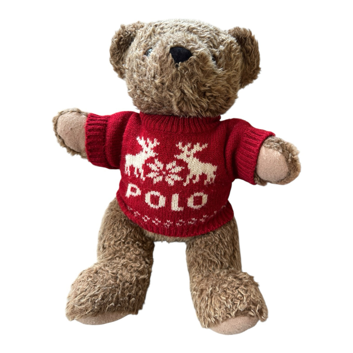 Ralph Lauren Brown 1998 Polo Teddy Bear with Red Jumper