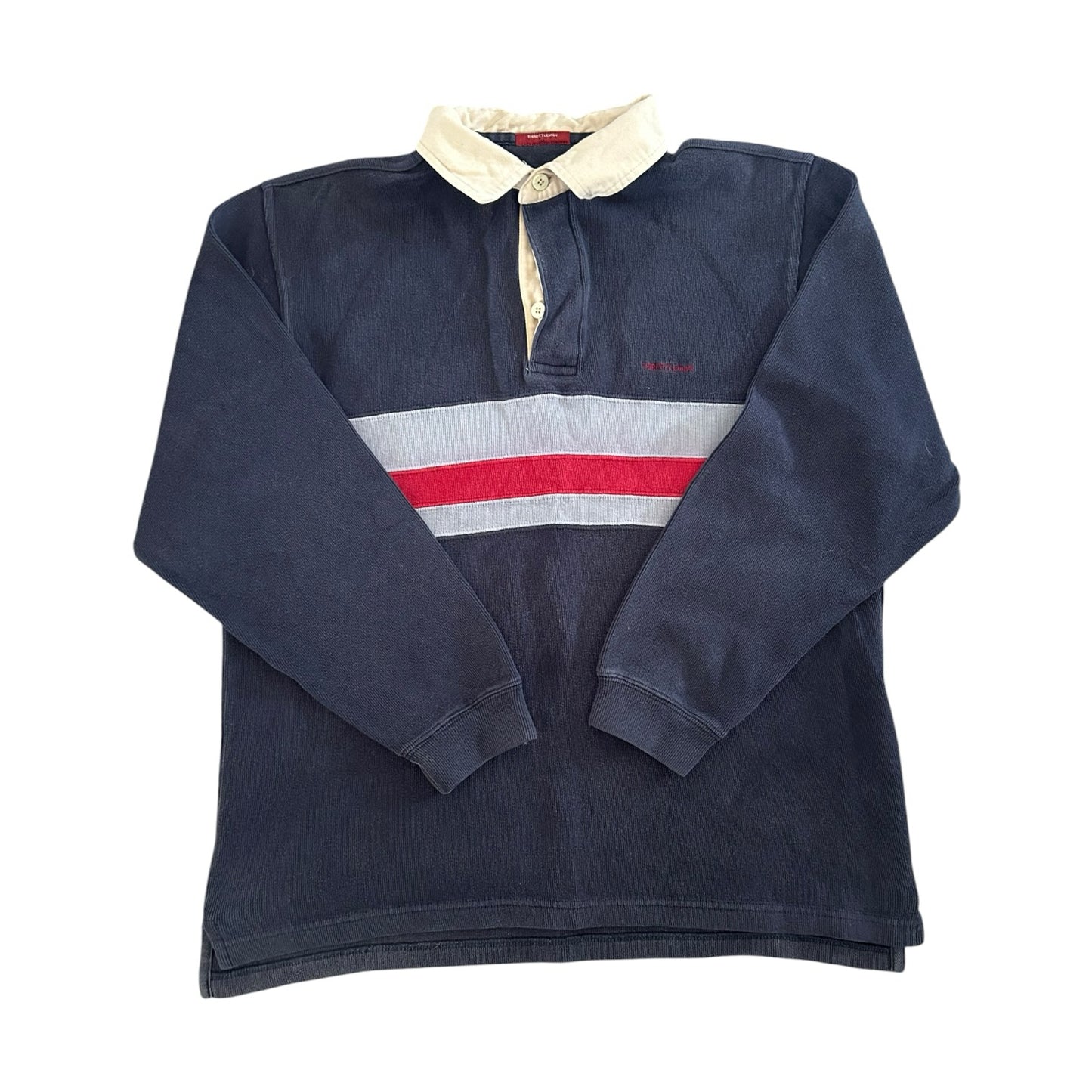 Medium Throttleman Navy and Red Rugby Shirt