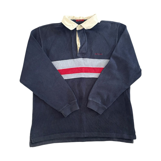 Medium Throttleman Navy and Red Rugby Shirt