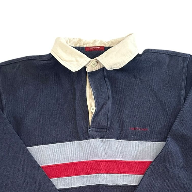 Medium Throttleman Navy and Red Rugby Shirt