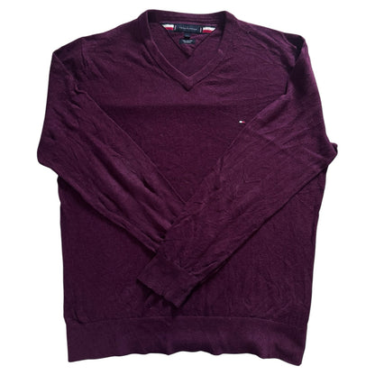 Large Tommy Hilfiger Plum V-Neck Jumper