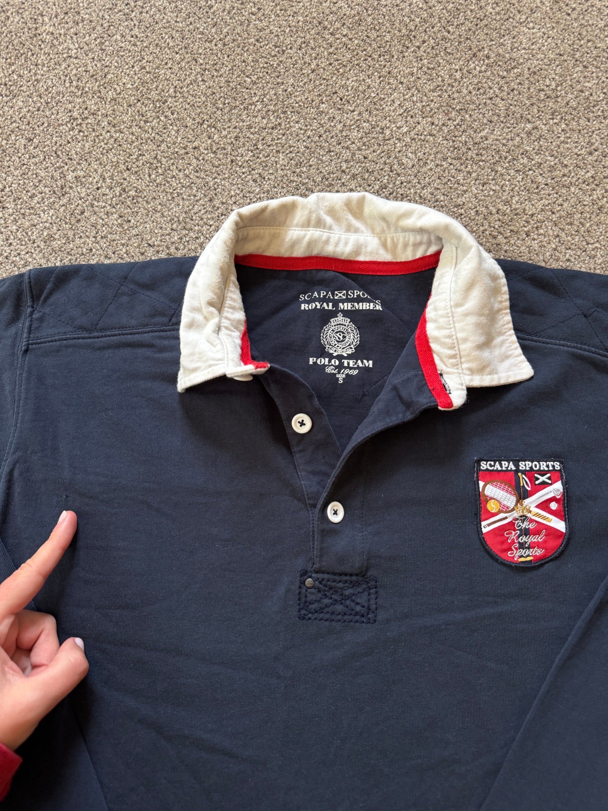 Small Scapa Sports Navy Rugby Shirt
