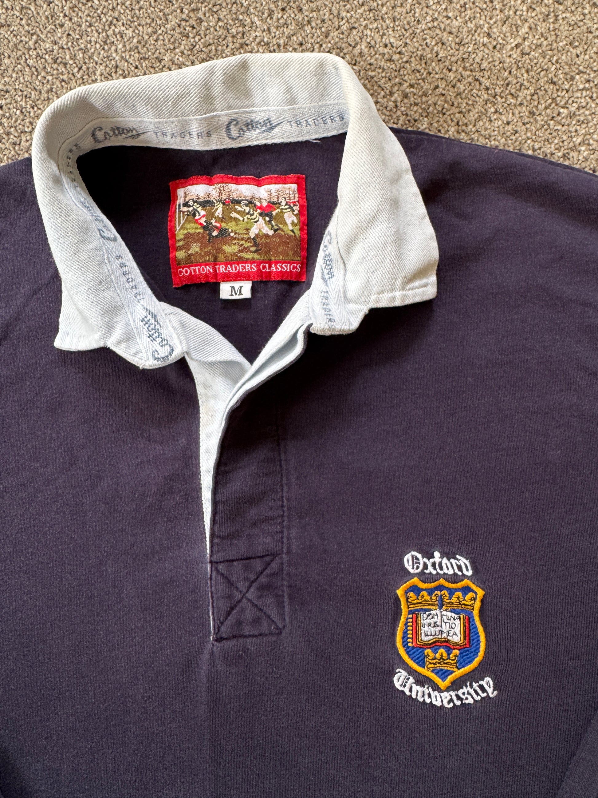 Medium Cotton Traders Navy Oxford University Rugby Shirt