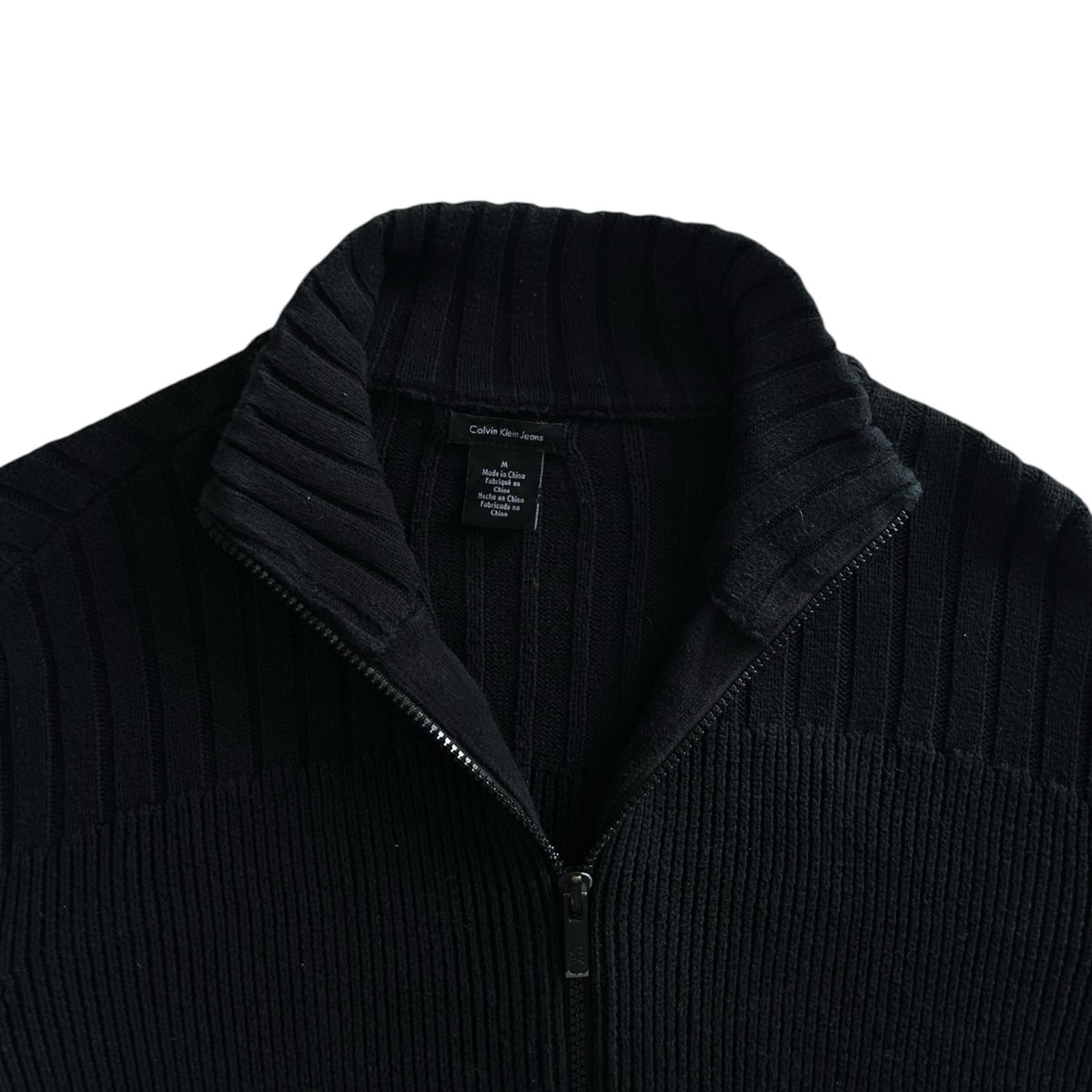 Medium Calvin Klein Black Full Zip Knitted Jumper