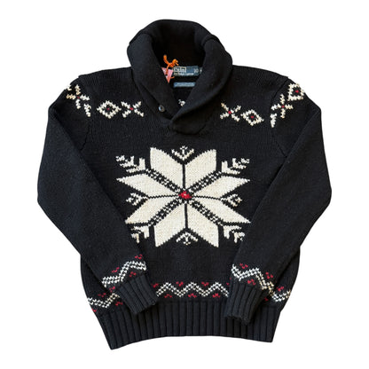 Woman's Small Ralph Lauren Black Knitted Snowflake Jumper