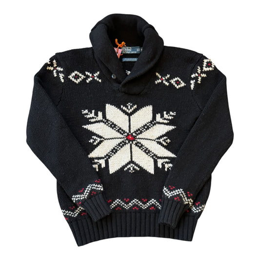 Woman's Small Ralph Lauren Black Knitted Snowflake Jumper