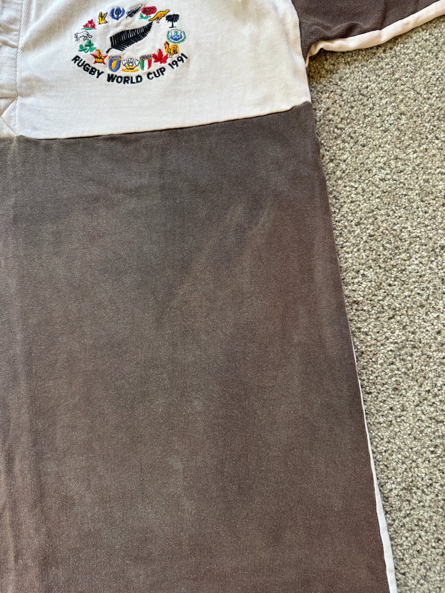 Large Rugby World Cup 1991 Brown Rugby Shirt