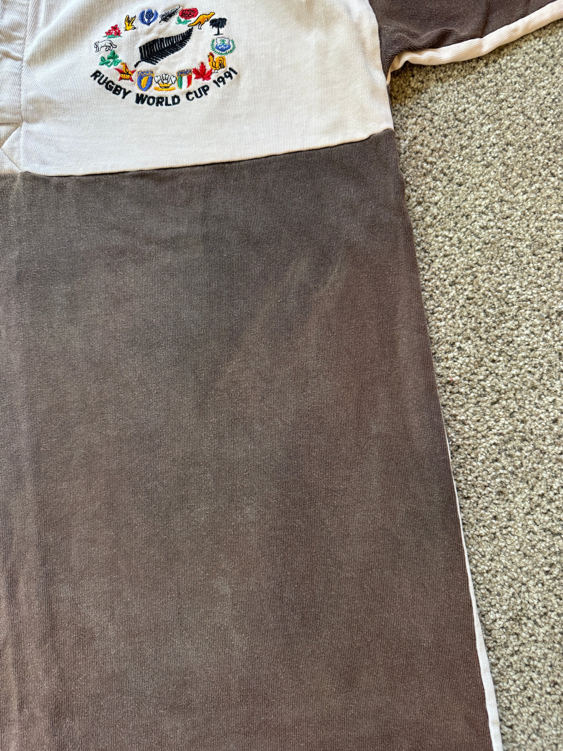 Large Rugby World Cup 1991 Brown Rugby Shirt