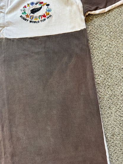 Large Rugby World Cup 1991 Brown Rugby Shirt