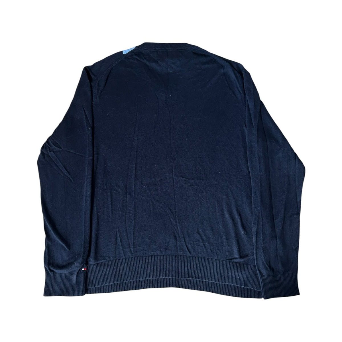 Extra large Tommy Hilfiger Navy, White and Blue Argyle V-Neck Jumper