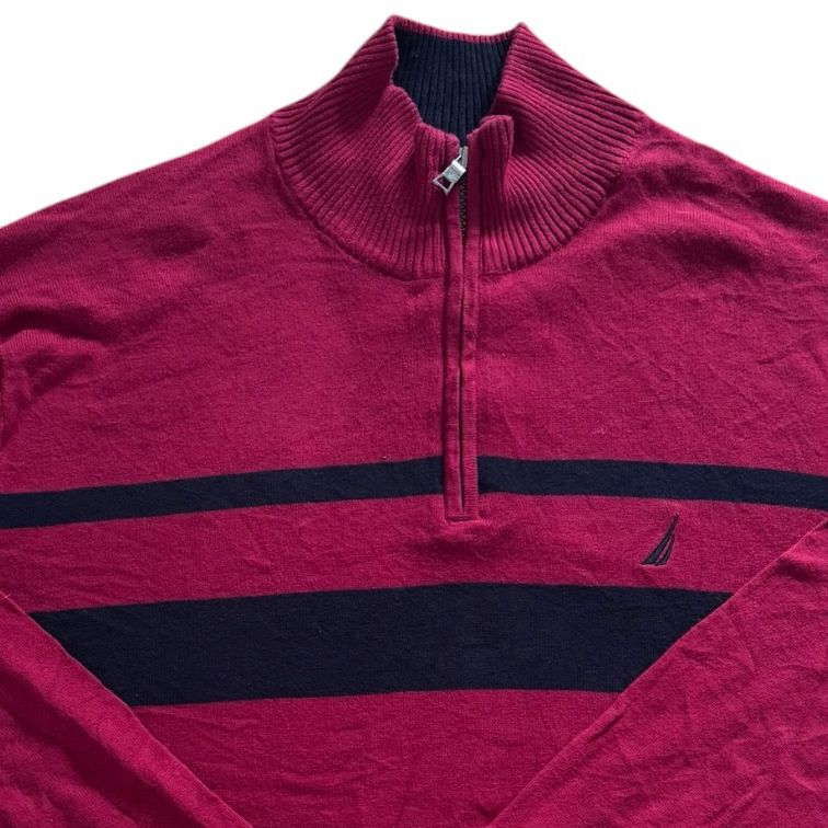 XXL Nautica Burgundy Red 1/4 Zip Jumper