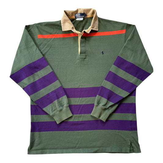 Medium Ralph Lauren Green, Purple and Orange Rugby Shirt