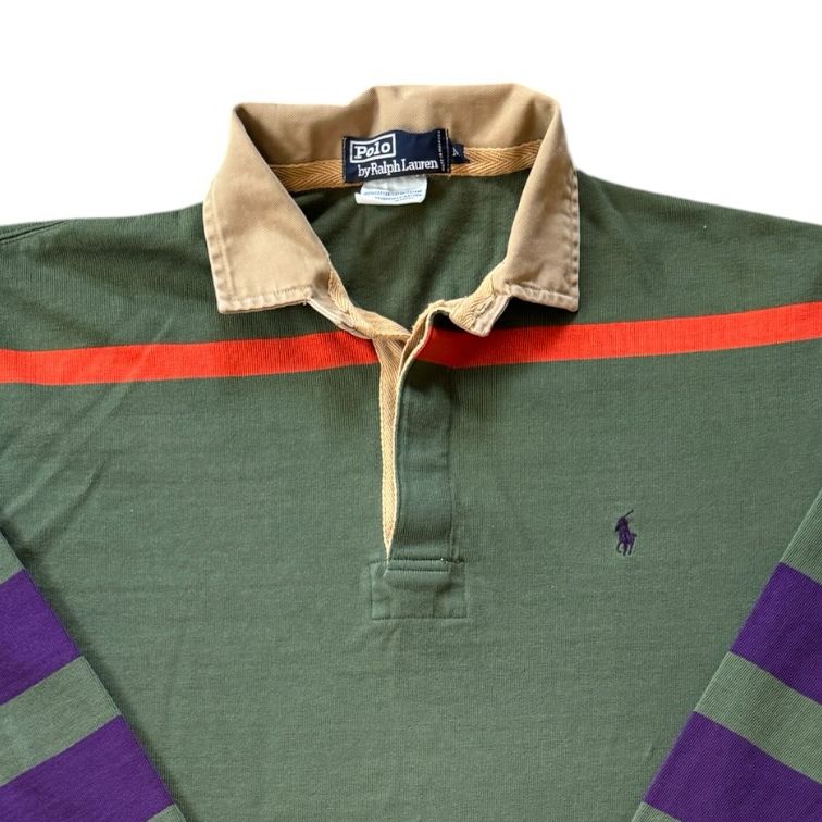Medium Ralph Lauren Green, Purple and Orange Rugby Shirt