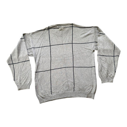 Extra Large Nautica Grey Knitted Grid Pattern Jumper