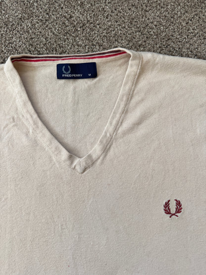 Medium Fred Perry Beige V-Neck Jumper