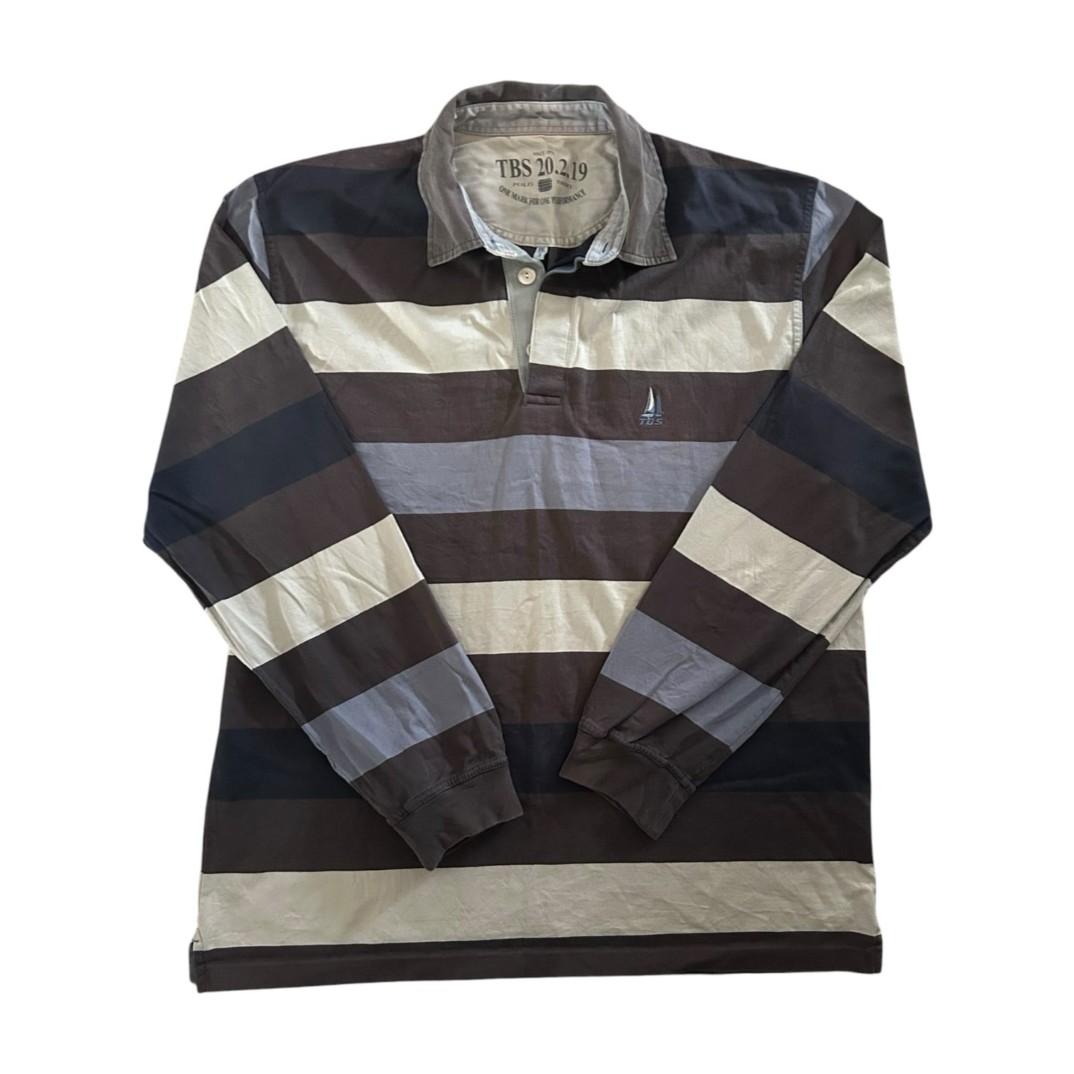 XXL TBS Brown, Blue and Cream Rugby Shirt