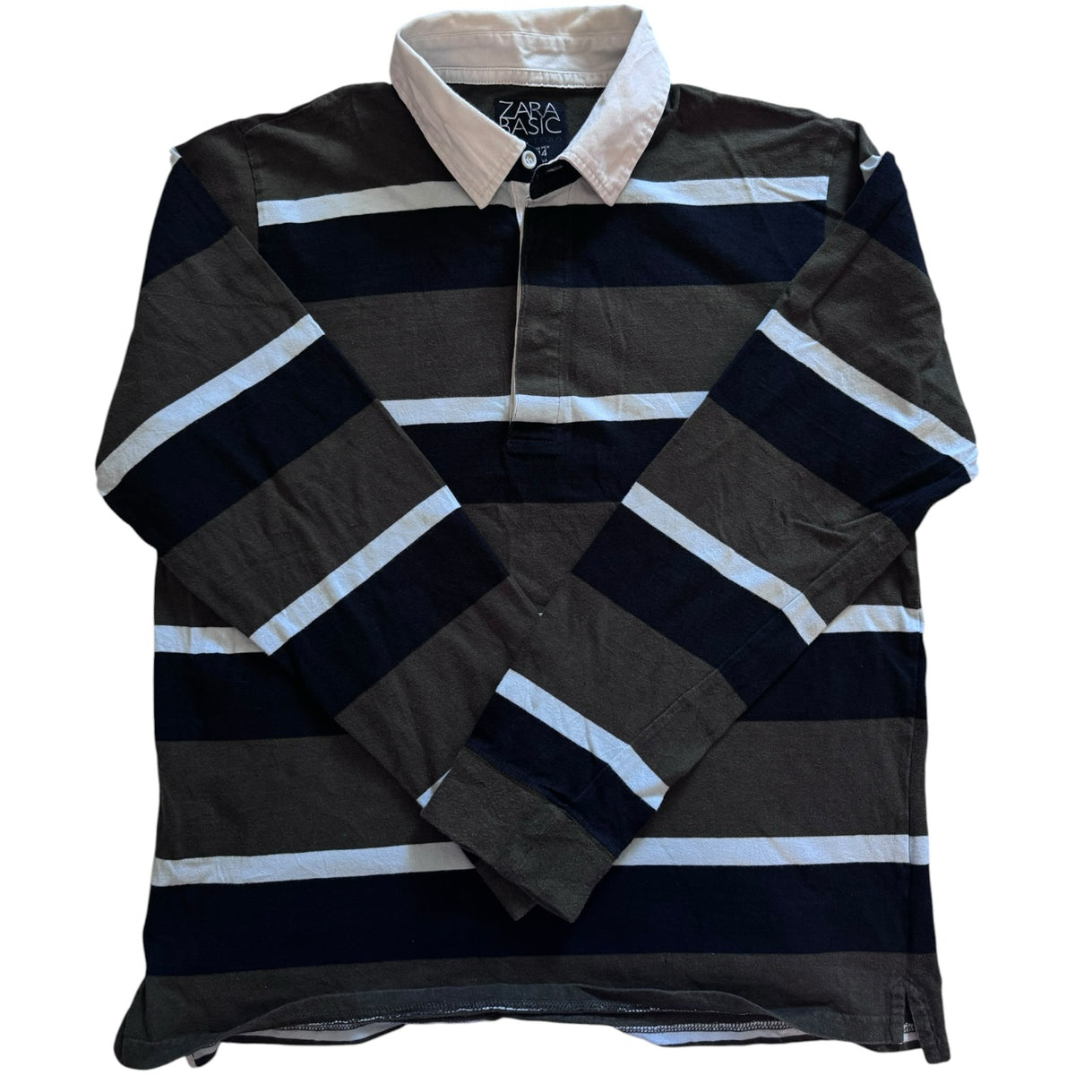 XXL Zara Brown and White Rugby Shirt