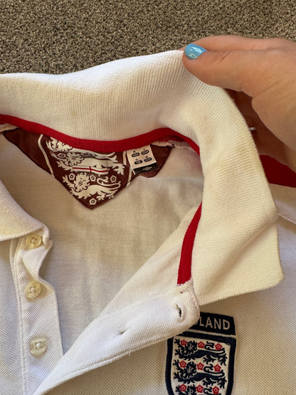 Medium 2005-06 Umbro White England Football Polo Shirt