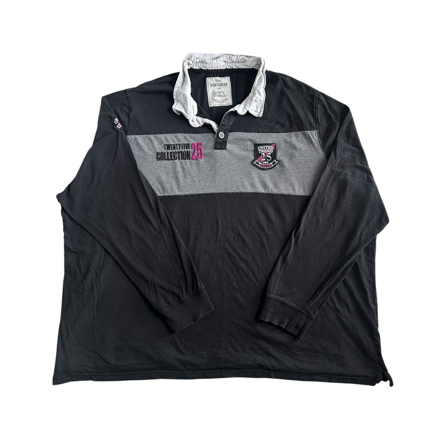 6XL Owk Sportswear Black and Grey Rugby Shirt