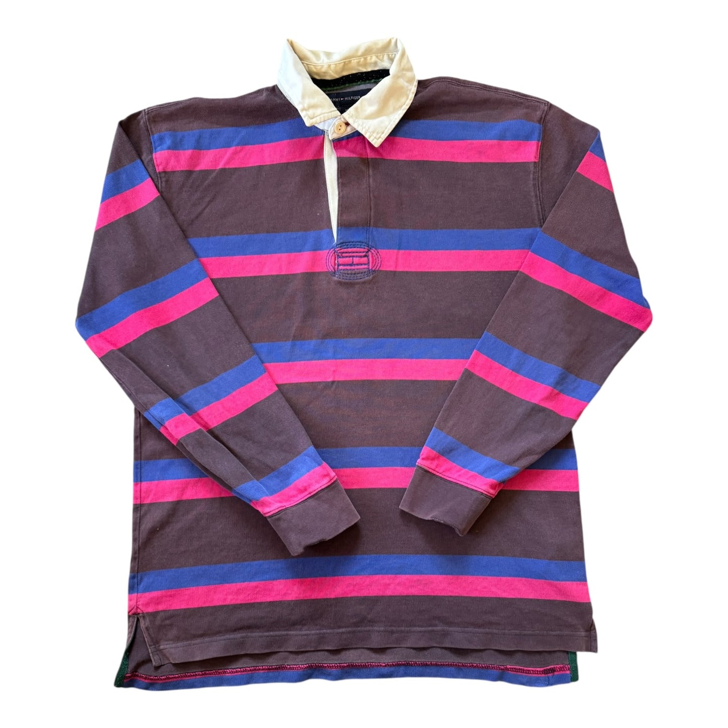 Medium Tommy Hilfiger Brown Striped Rugby Shirt