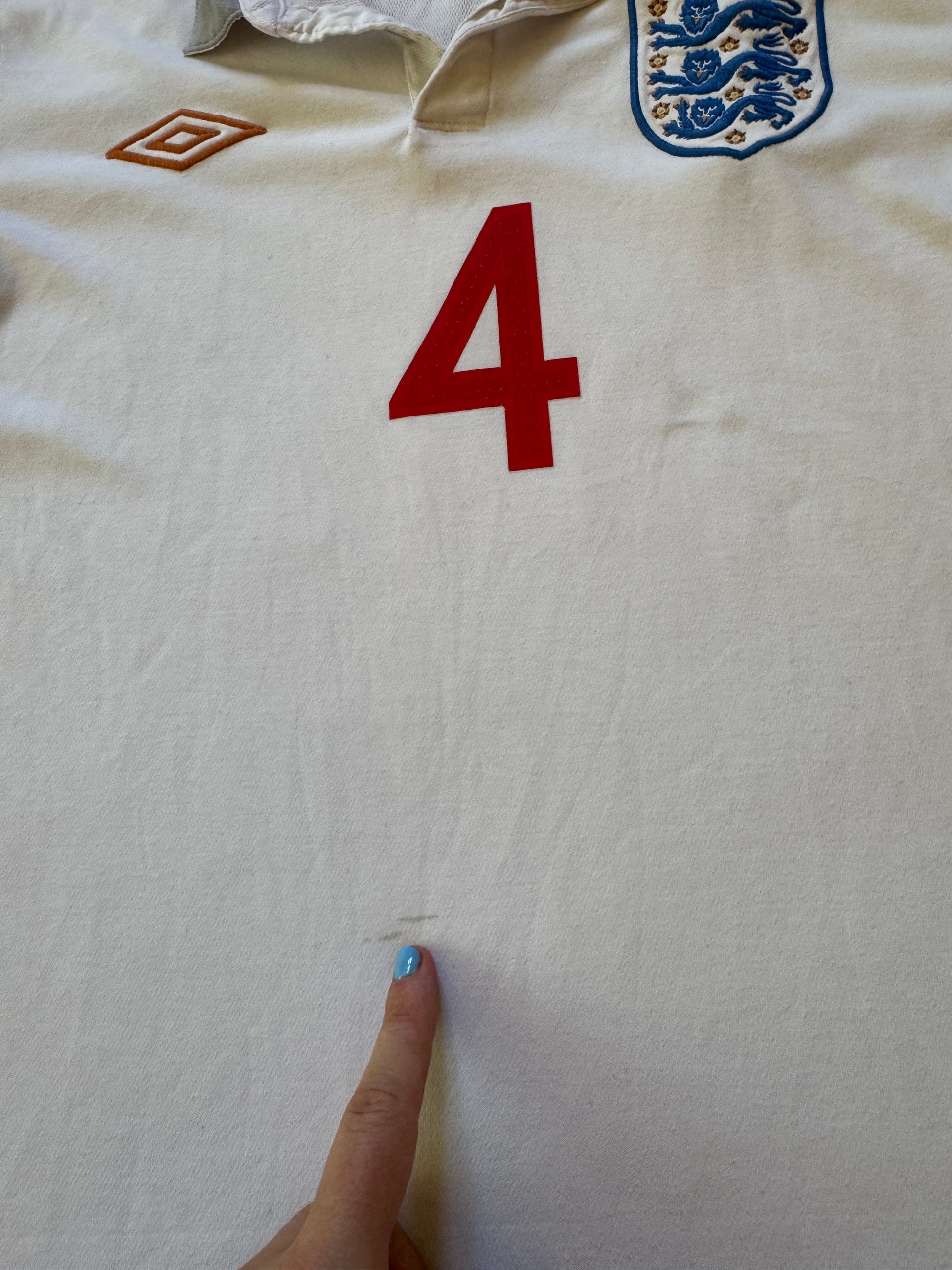 Medium 2009-10 Umbro White Gerrard 4 England Football Shirt