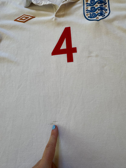 Medium 2009-10 Umbro White Gerrard 4 England Football Shirt