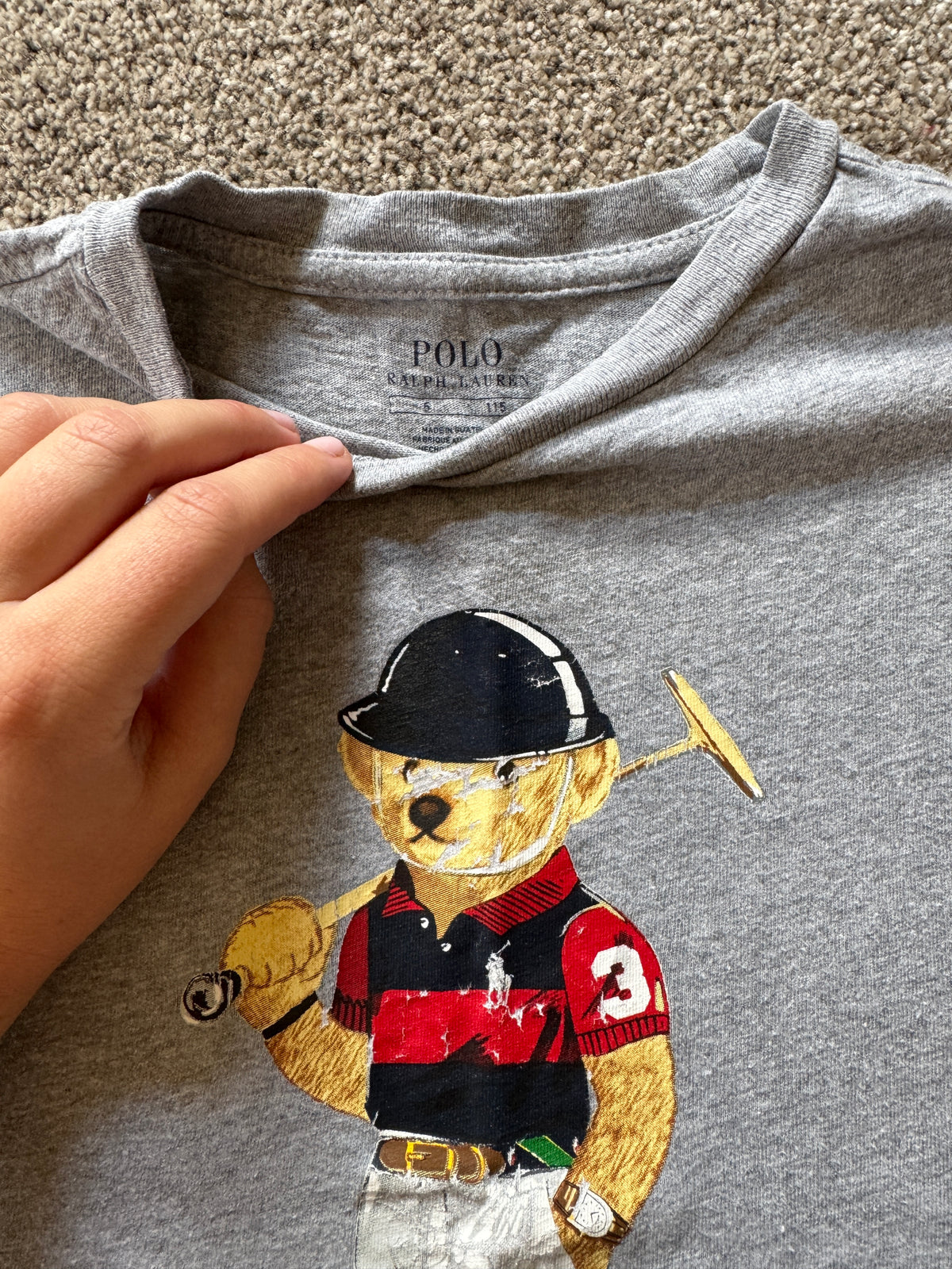 Aged 5 Ralph Lauren Grey Polo Bear T-Shirt