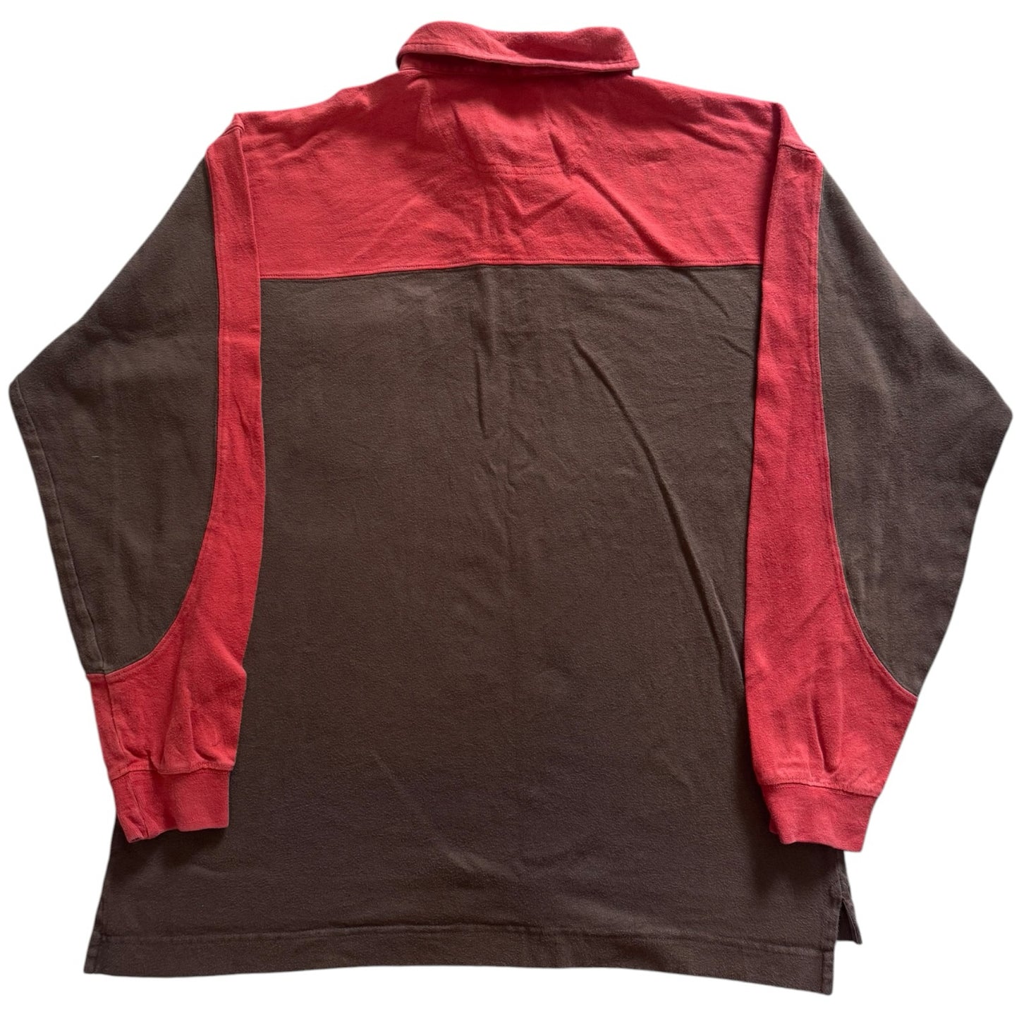 Medium 90's Façonnable Brown and Red Rugby Shirt