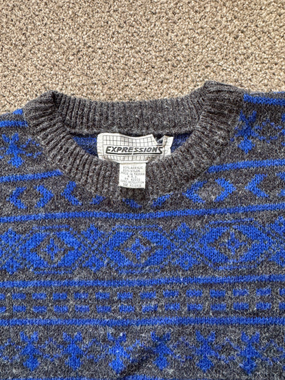 Medium Expressions Blue and Grey Funky Knit